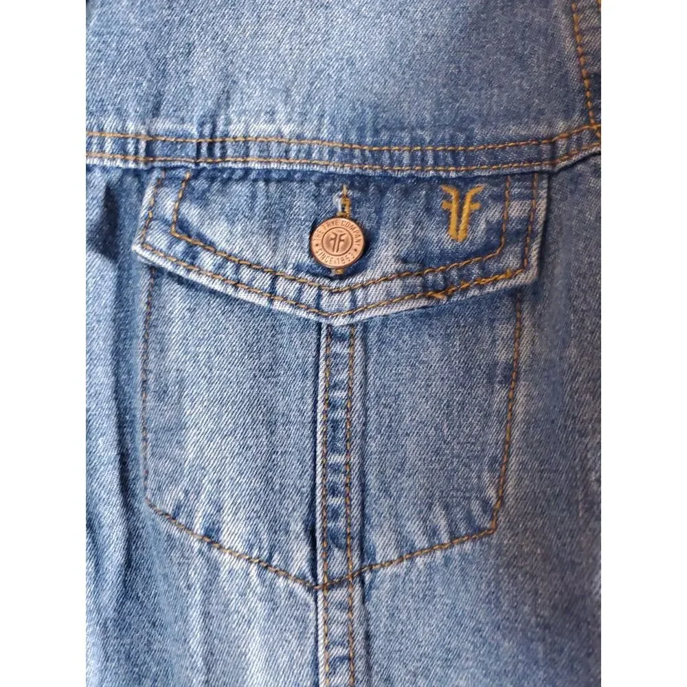 Frye Shirt Dress Women's Small Blue Denim Long Sleeve Button Front Tunic Pockets - Picture 11 of 15